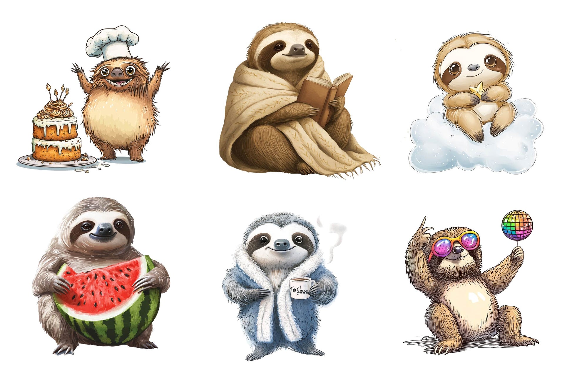 Quirky Funny Sloth Clipart Bundle - CraftNest - Digital Crafting and Art
