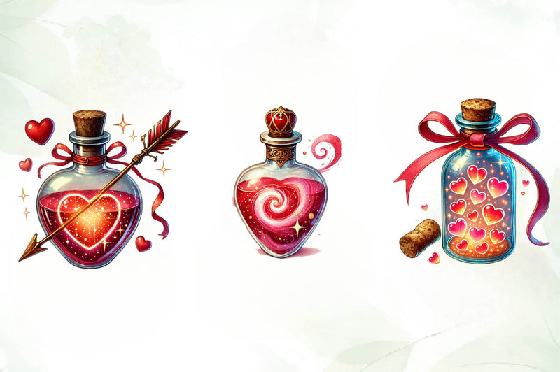 Love Bottle Valentines Day Clipart Bundle - CraftNest - Digital Crafting and Art