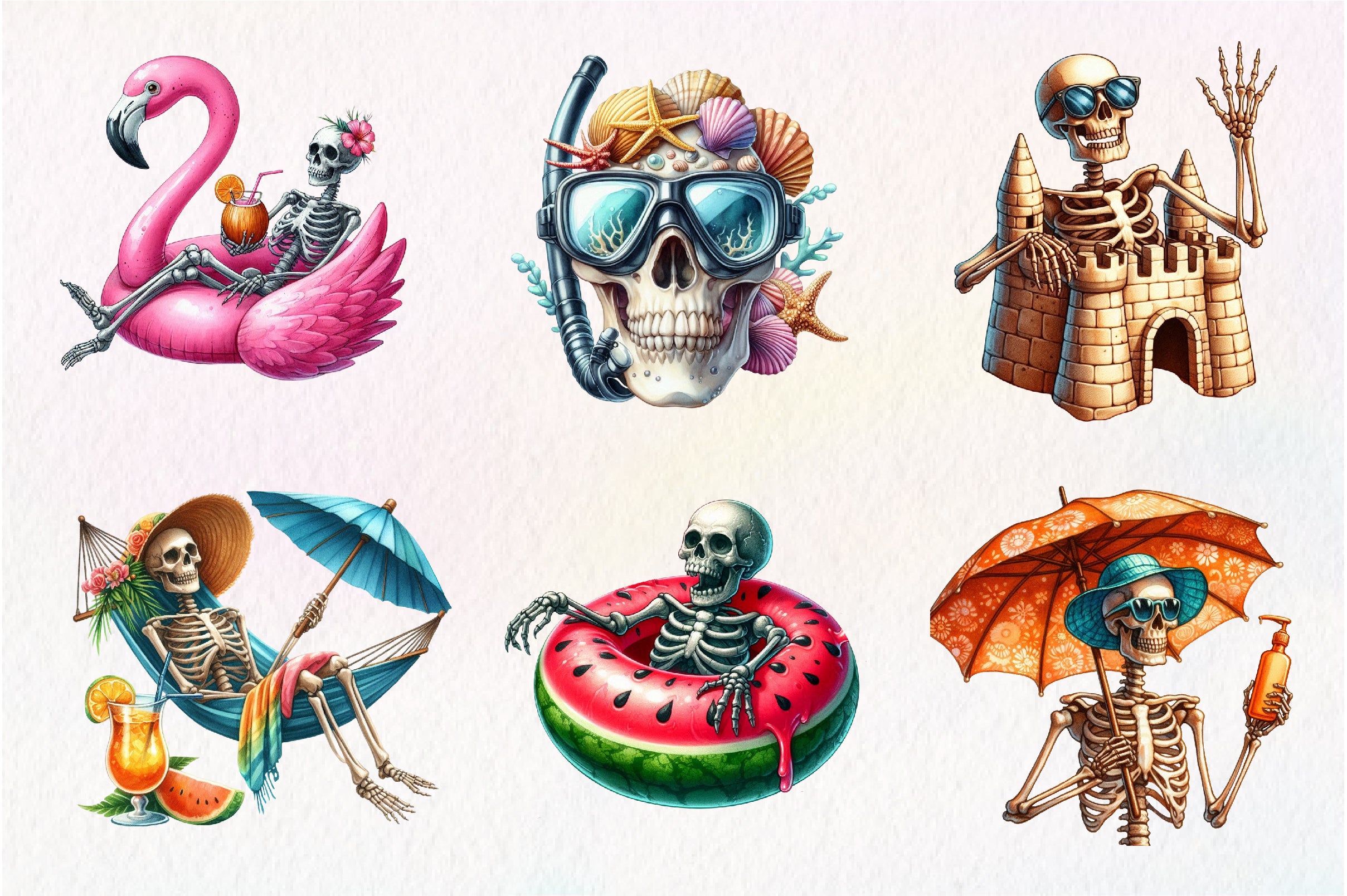Skeleton Summer Clipart Bundle - CraftNest - Digital Crafting and Art
