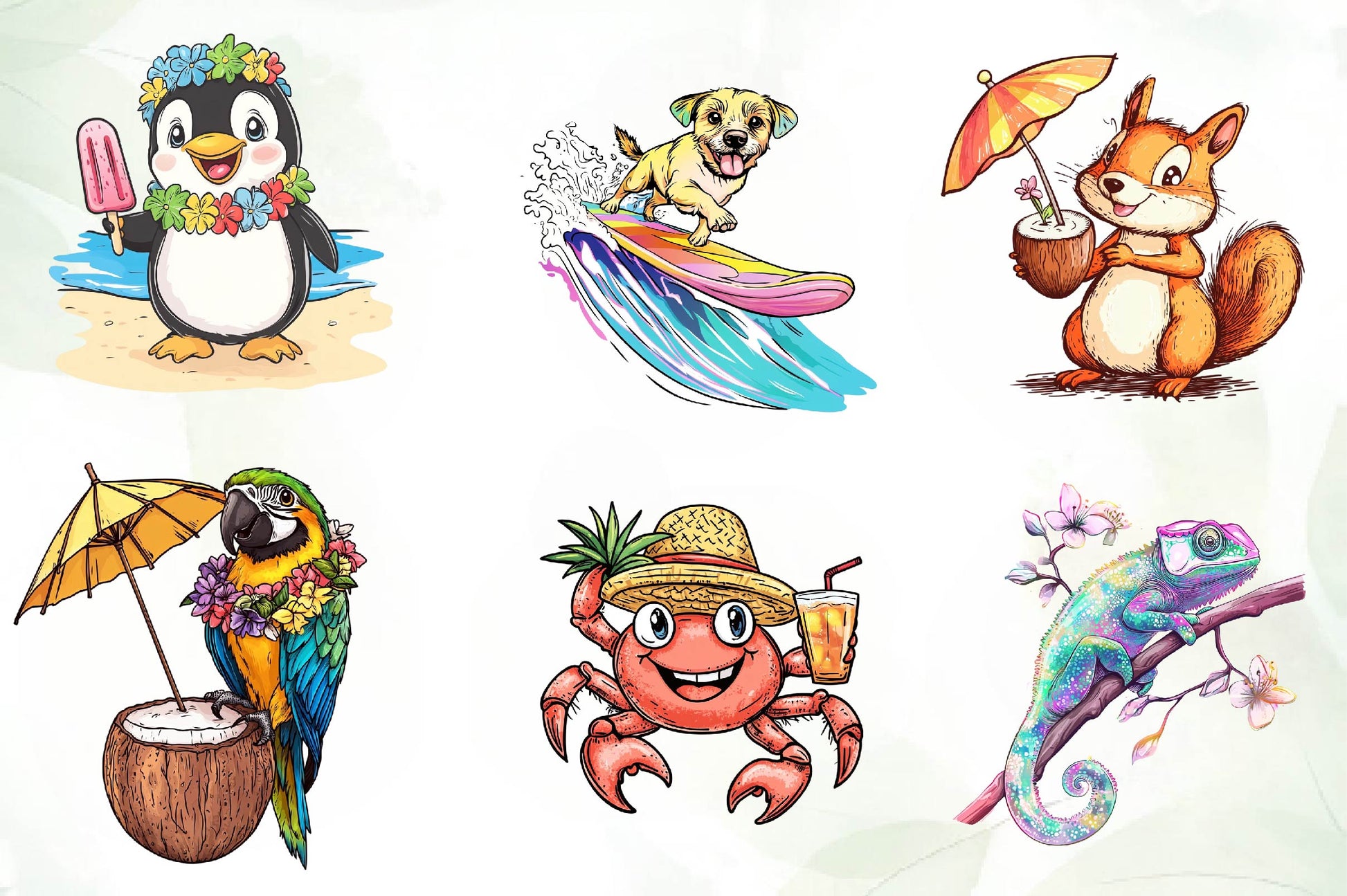 Beachy Summer Animals Clipart Bundle - CraftNest - Digital Crafting and Art