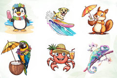 Beachy Summer Animals Clipart Bundle - CraftNest - Digital Crafting and Art