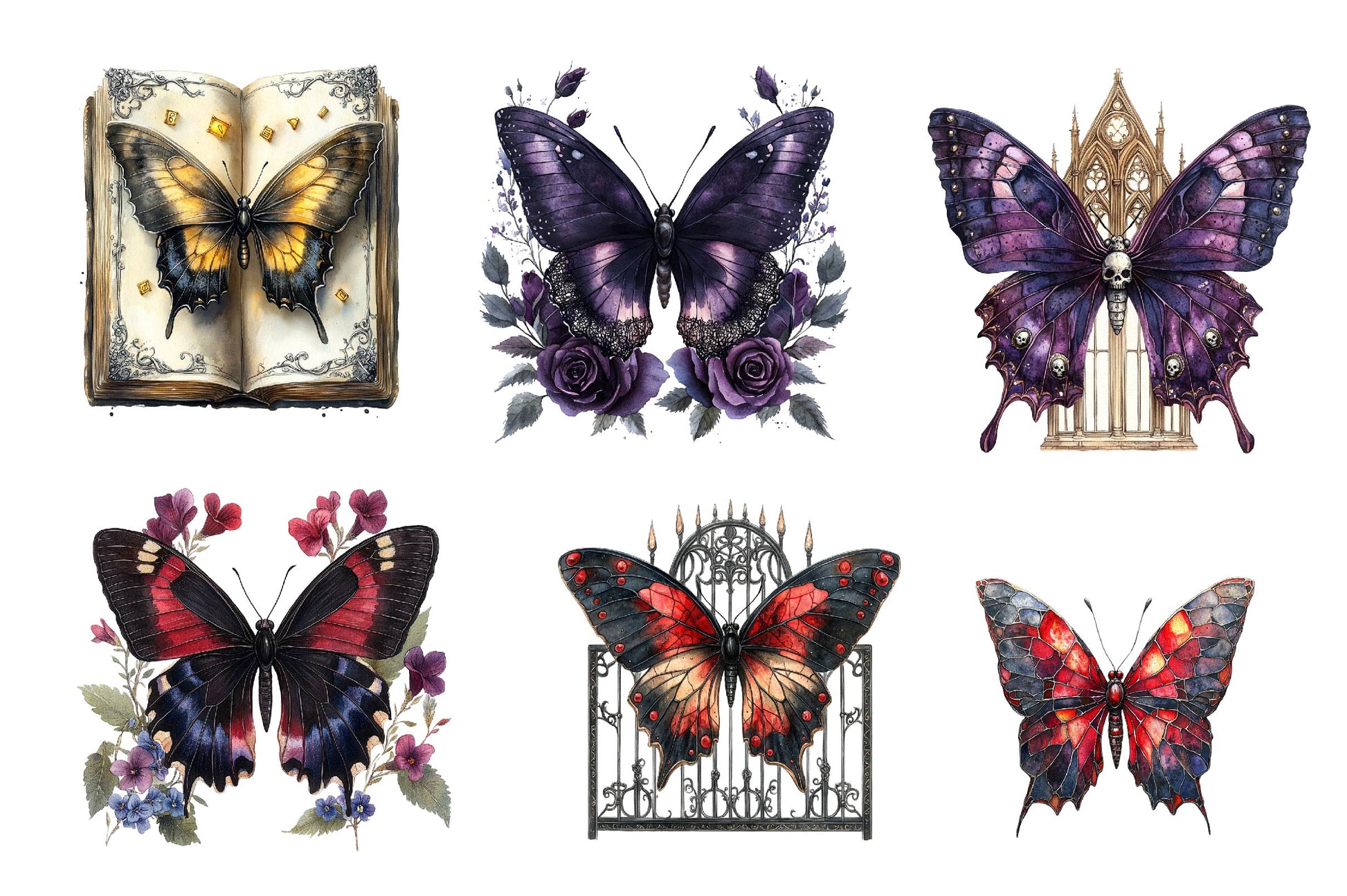 Gothic Spring Butterfly Clipart Bundle - CraftNest - Digital Crafting and Art