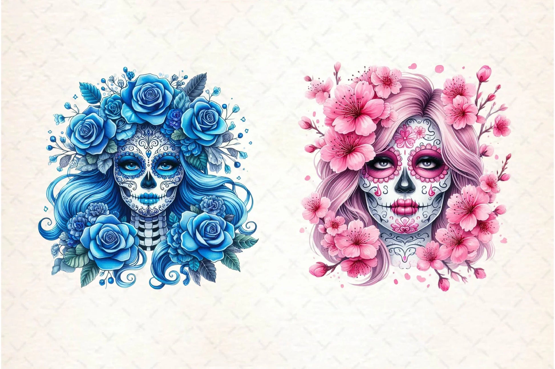 Flowers Sugar Skull Girl Clipart Bundle - CraftNest - Digital Crafting and Art