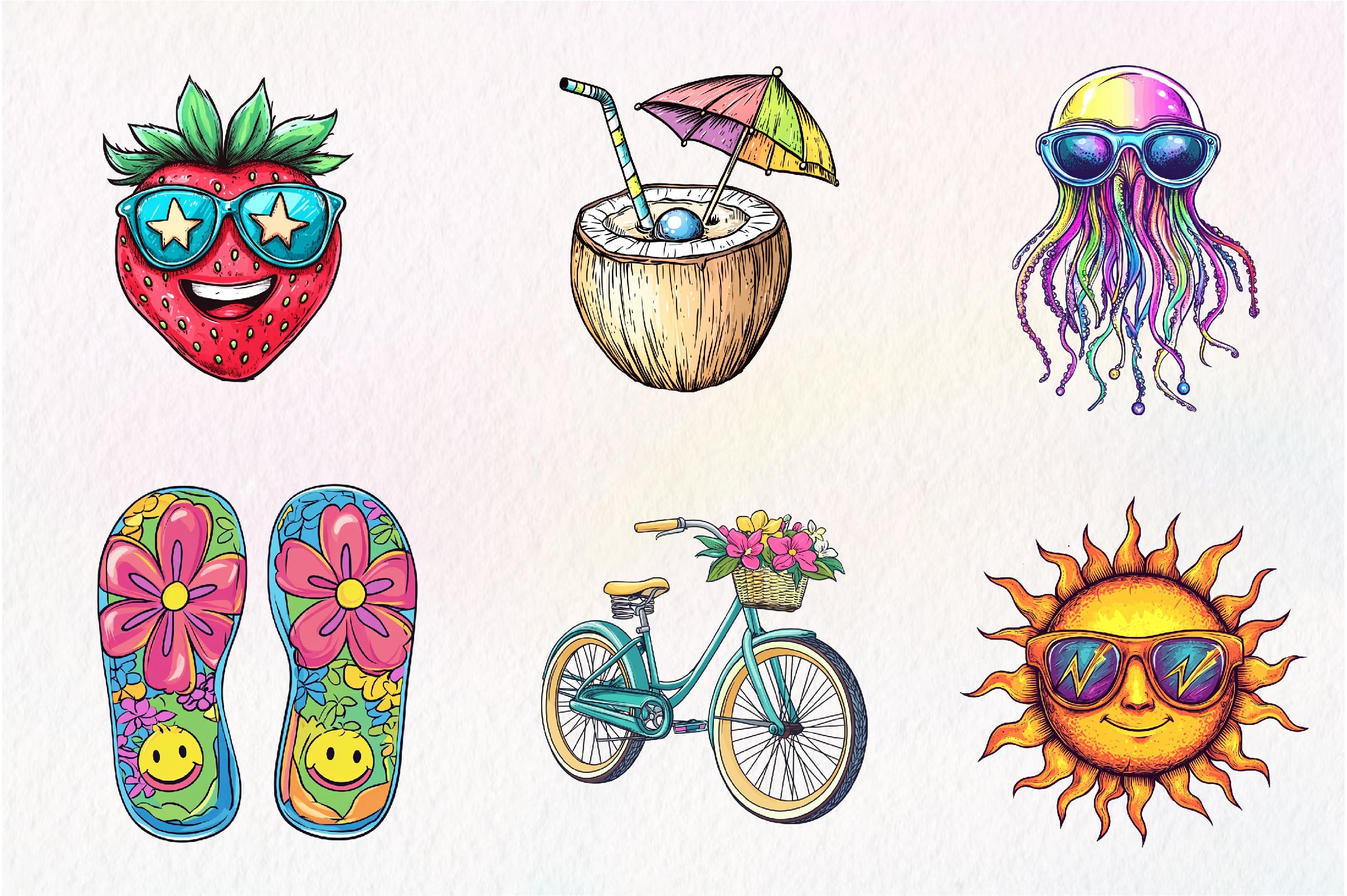 Funky Summer Clipart Bundle - CraftNest - Digital Crafting and Art