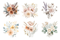 Boho Mothers Day Floral Bouquets Clipart Bundle - CraftNest - Digital Crafting and Art