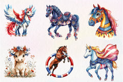 Patriotic 4th Of July Horses Clipart Bundle - CraftNest - Digital Crafting and Art