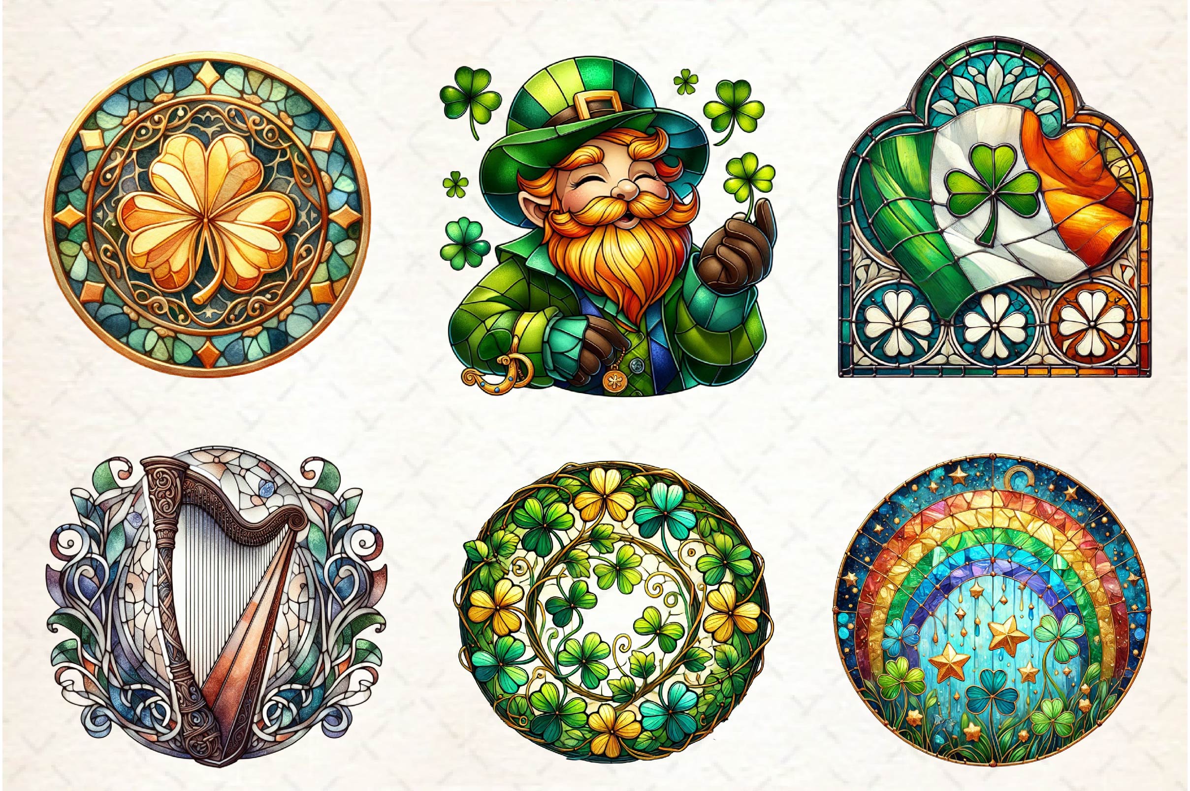 Stained Glass St Patricks Day Clipart Bundle - CraftNest - Digital Crafting and Art