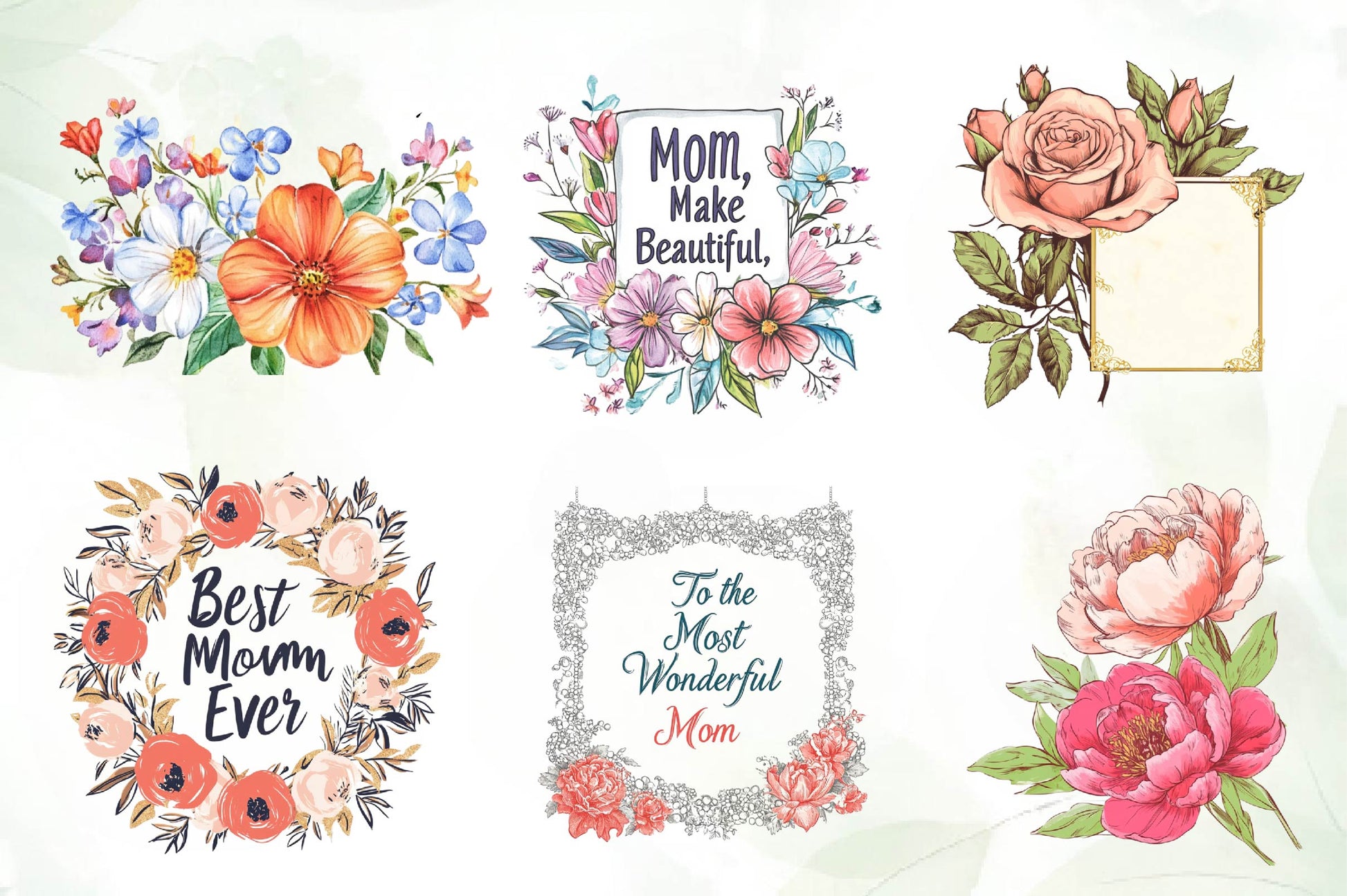 Delicate Mothers Day Card Clipart Bundle - CraftNest - Digital Crafting and Art