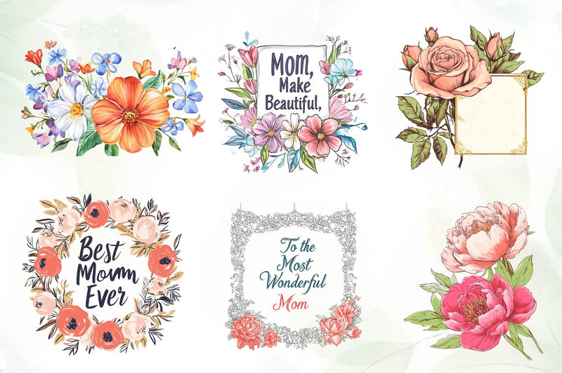Delicate Mothers Day Card Clipart Bundle - CraftNest - Digital Crafting and Art
