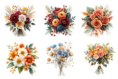 Autumn Wedding Flowers Bouquet Clipart Bundle - CraftNest - Digital Crafting and Art