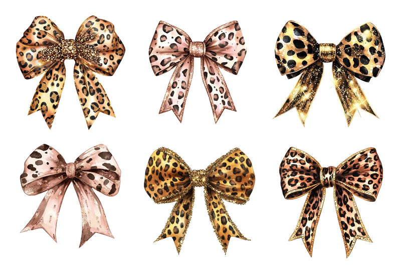 Leopard Glitter Bow Clipart Bundle - CraftNest - Digital Crafting and Art