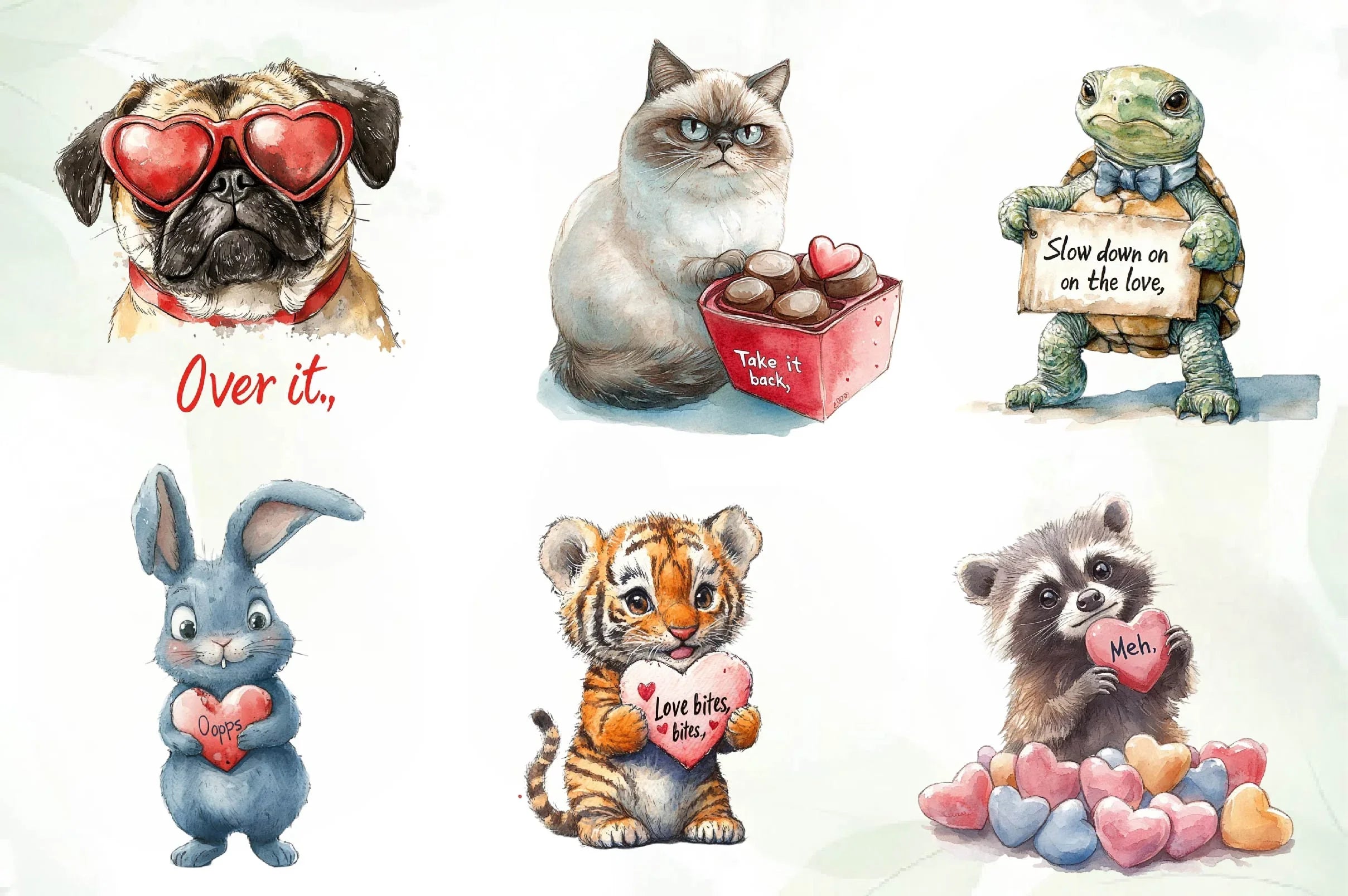 Grumpy Valentine Animal Clipart Bundle - CraftNest - Digital Crafting and Art
