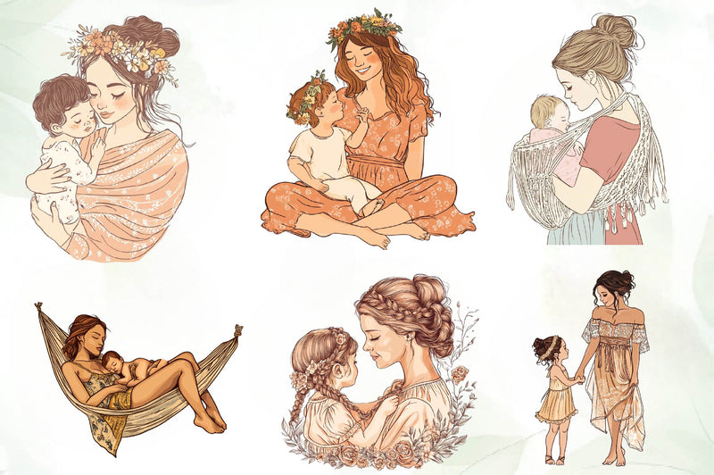 Boho Mothers Love Clipart Bundle - CraftNest - Digital Crafting and Art