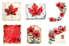 Red Vintage Fall Ephemera Clipart Bundle - CraftNest - Digital Crafting and Art