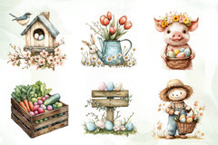 Cute Farm Easter Clipart Bundle - CraftNest - Digital Crafting and Art