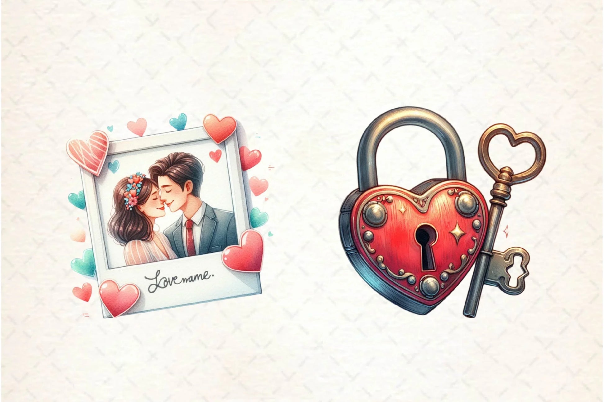 Retro Romantic Valentine Clipart Bundle - CraftNest - Digital Crafting and Art