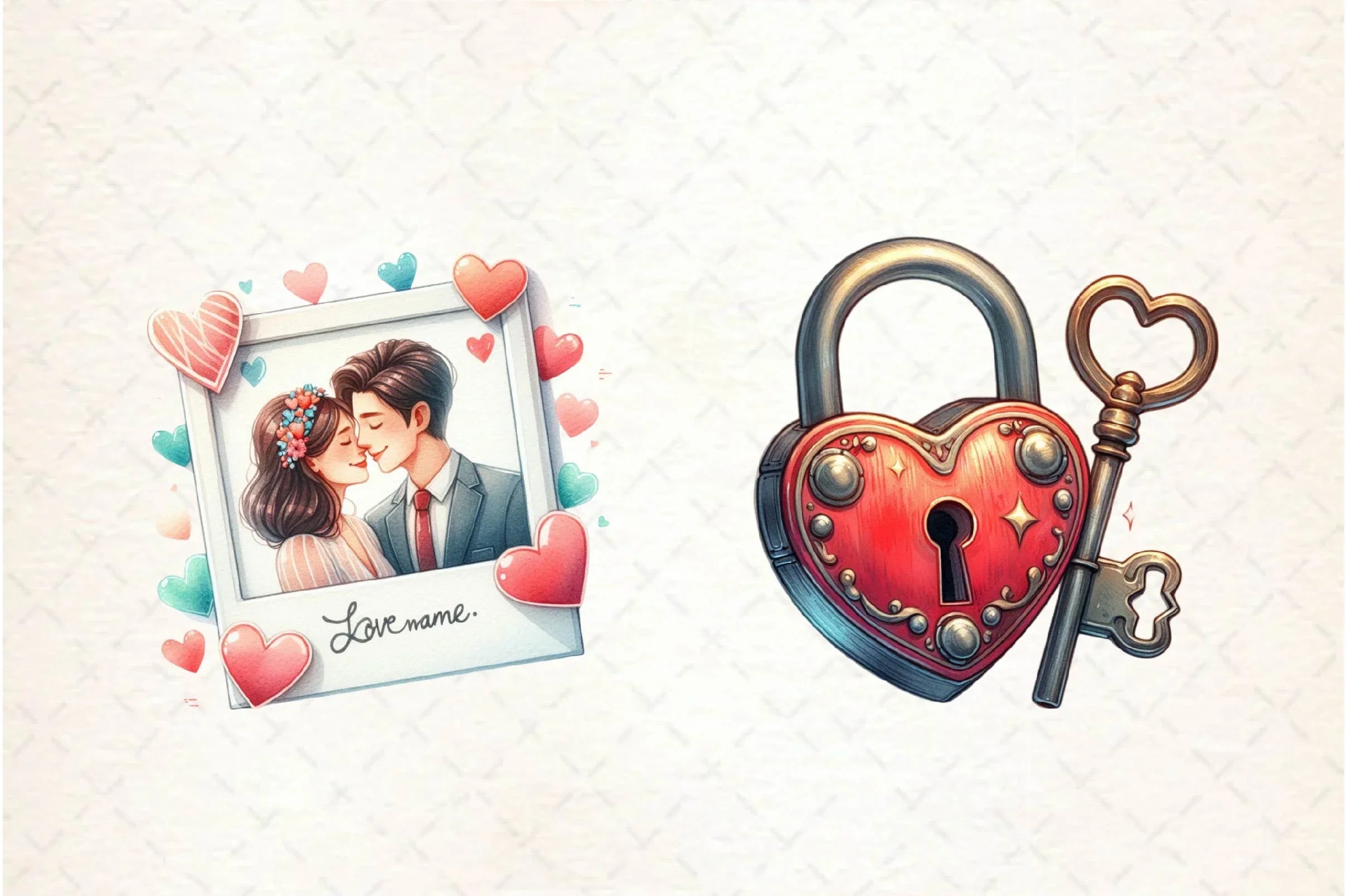 Retro Romantic Valentine Clipart Bundle - CraftNest - Digital Crafting and Art