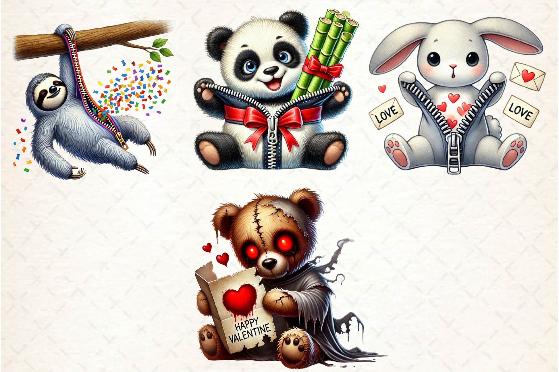 Valentines Zipper Animals Clipart Bundle - CraftNest - Digital Crafting and Art