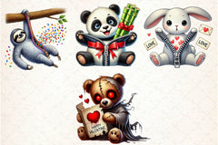 Valentines Zipper Animals Clipart Bundle - CraftNest - Digital Crafting and Art