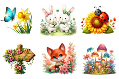 Happy Spring Water Color Clipart Bundle - CraftNest - Digital Crafting and Art