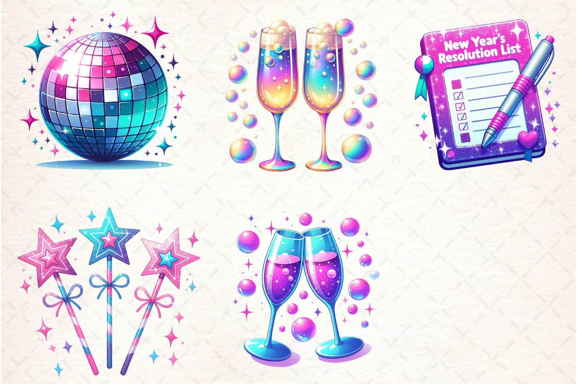 Glittery New Year Clipart Bundle - CraftNest - Digital Crafting and Art