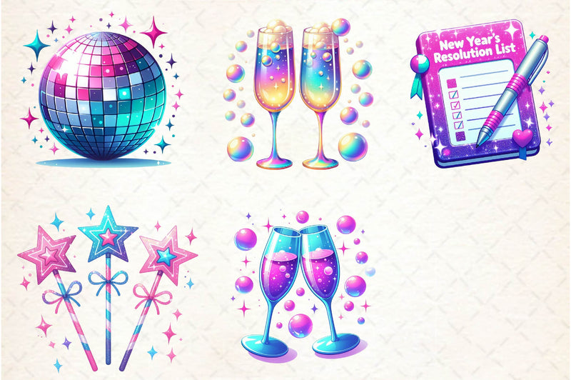 Glittery New Year Clipart Bundle - CraftNest - Digital Crafting and Art