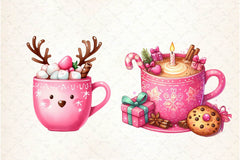 Pink Christmas Coffee Cup Clipart Bundle - CraftNest - Digital Crafting and Art