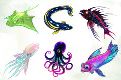 Bioluminescent Sea Animal Clipart Bundle - CraftNest - Digital Crafting and Art