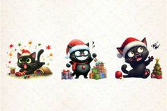 Funny Christmas Black Cat Clipart Bundle 2 - CraftNest - Digital Crafting and Art