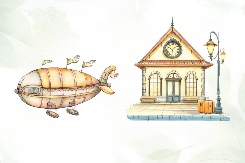 Vintage Travel Clipart Bundle - CraftNest - Digital Crafting and Art