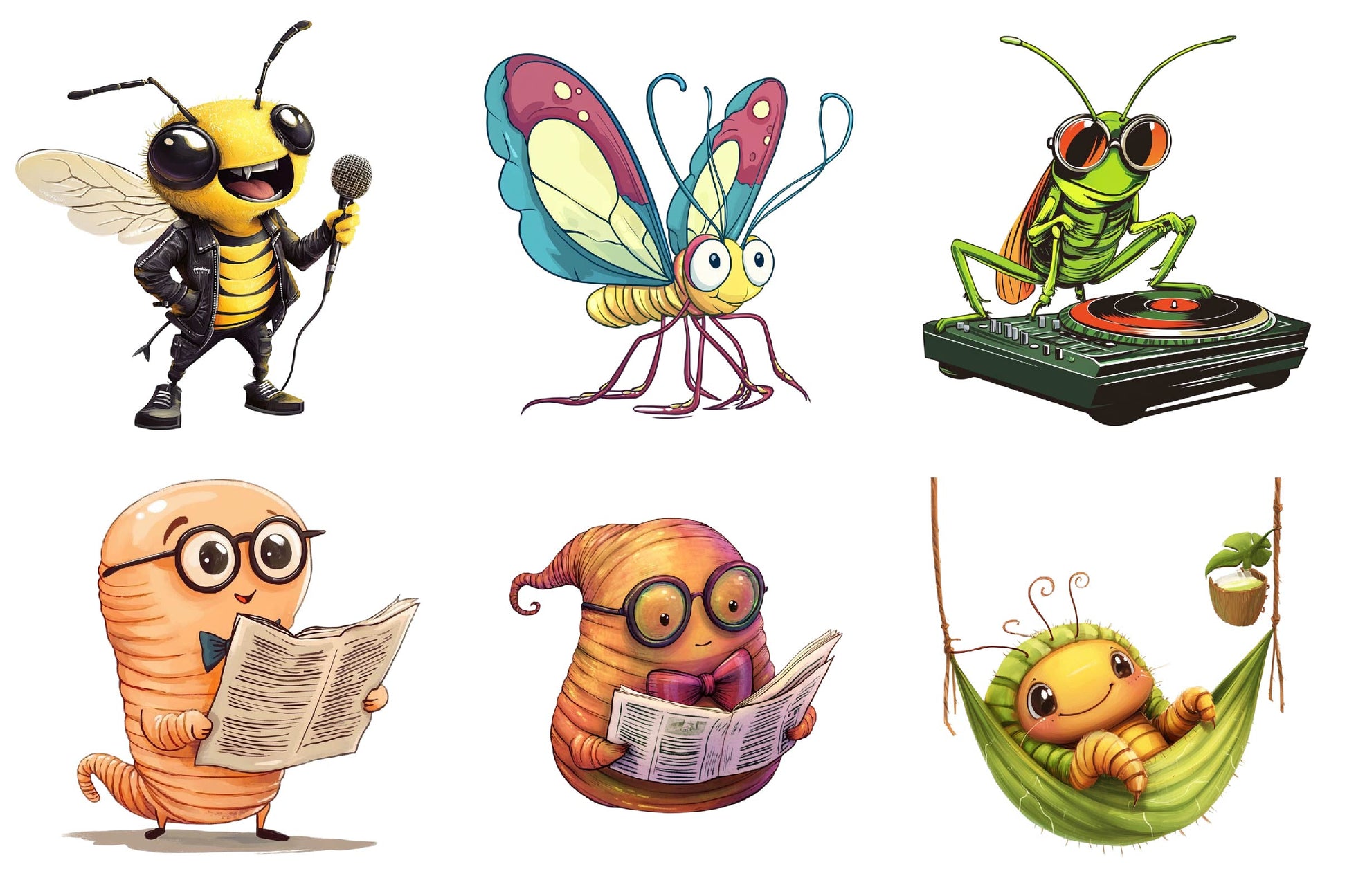 Quirky Whimsical Insects Animals Clipart Bundle - CraftNest - Digital Crafting and Art