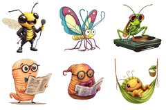 Quirky Whimsical Insects Animals Clipart Bundle - CraftNest - Digital Crafting and Art