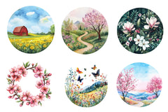 Spring Landscapes Round Clipart Bundle - CraftNest - Digital Crafting and Art