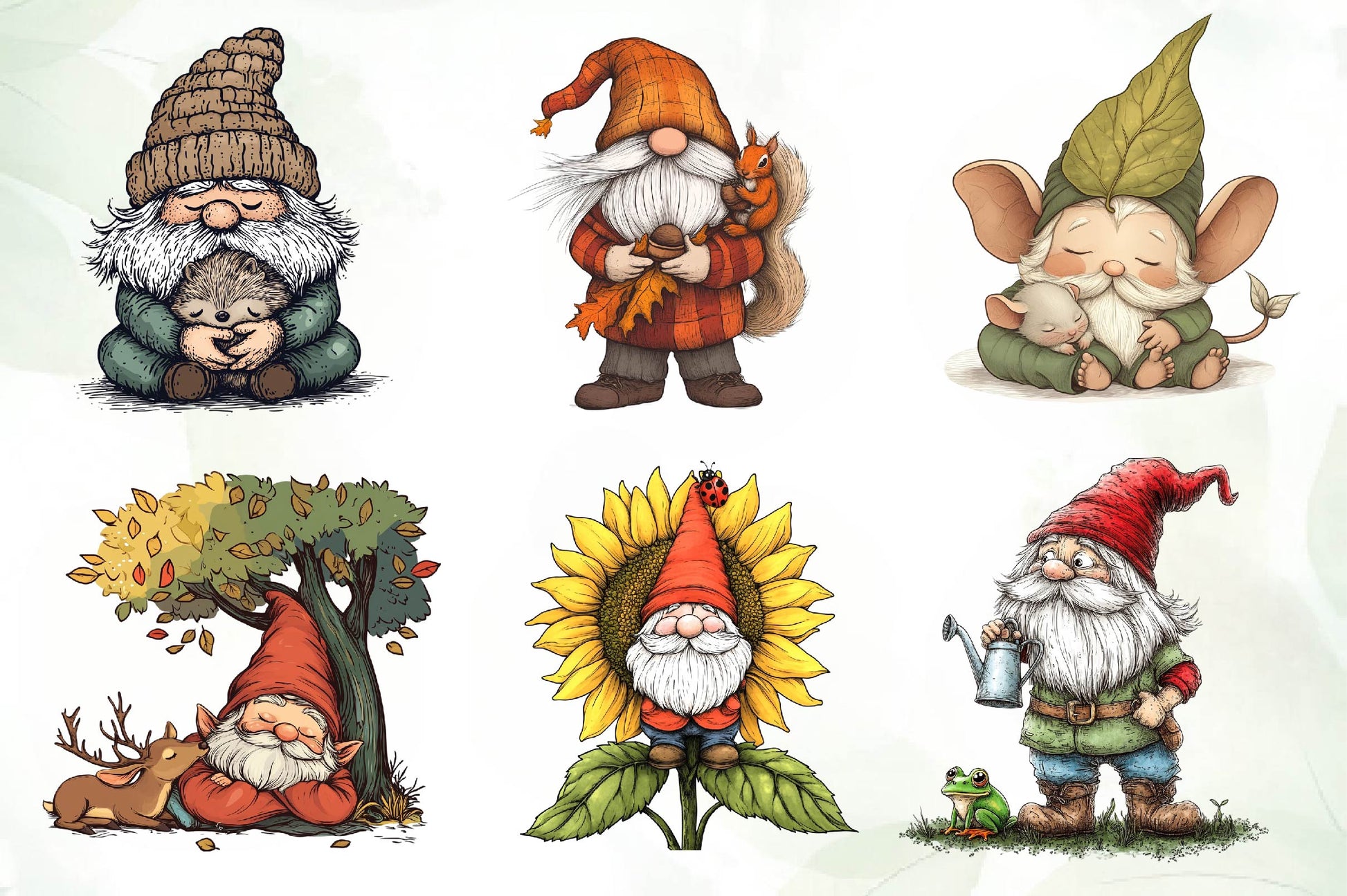 Gnomes With Small Animals Clipart Bundle - CraftNest - Digital Crafting and Art