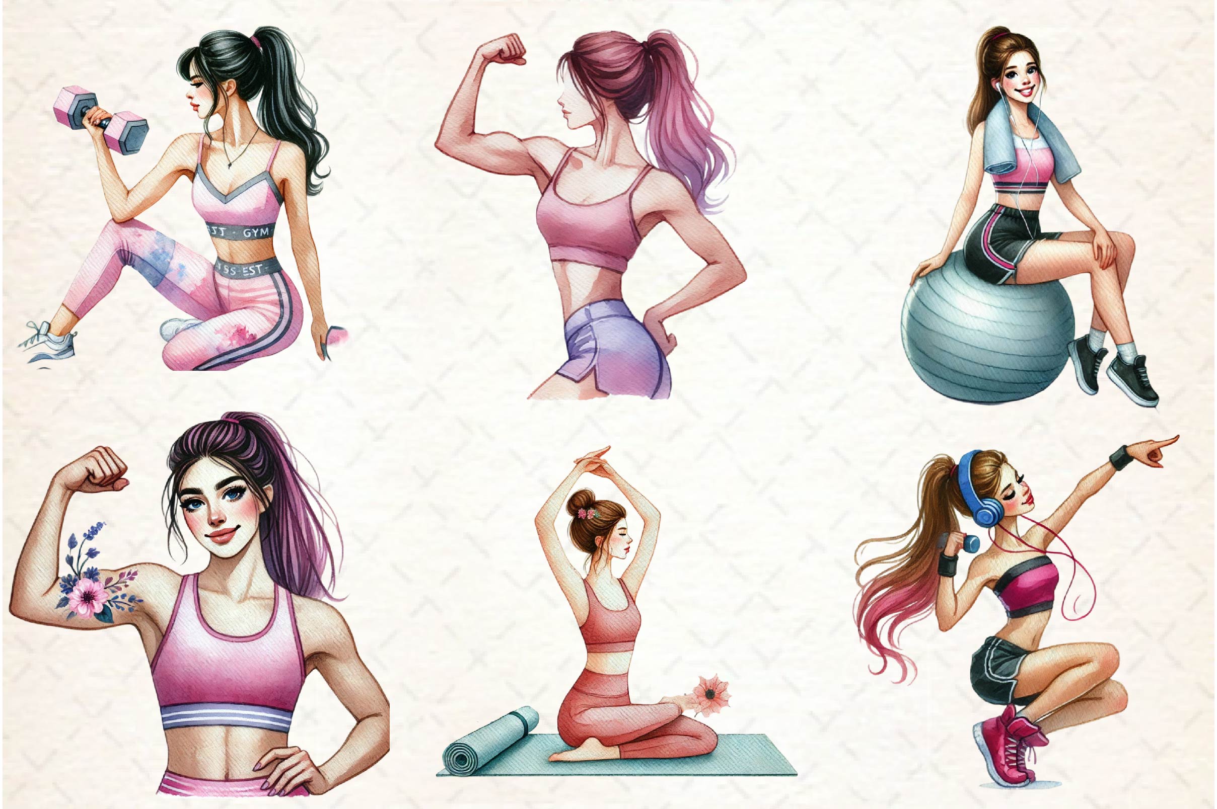 Gym Girl Clipart Bundle - CraftNest - Digital Crafting and Art