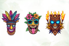 Festival Tiki Mask Clipart Bundle - CraftNest - Digital Crafting and Art