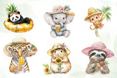 Baby Animals In Summer Hat Clipart Bundle - CraftNest - Digital Crafting and Art