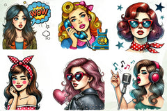 Pop Art Girl Clipart Bundle - CraftNest - Digital Crafting and Art