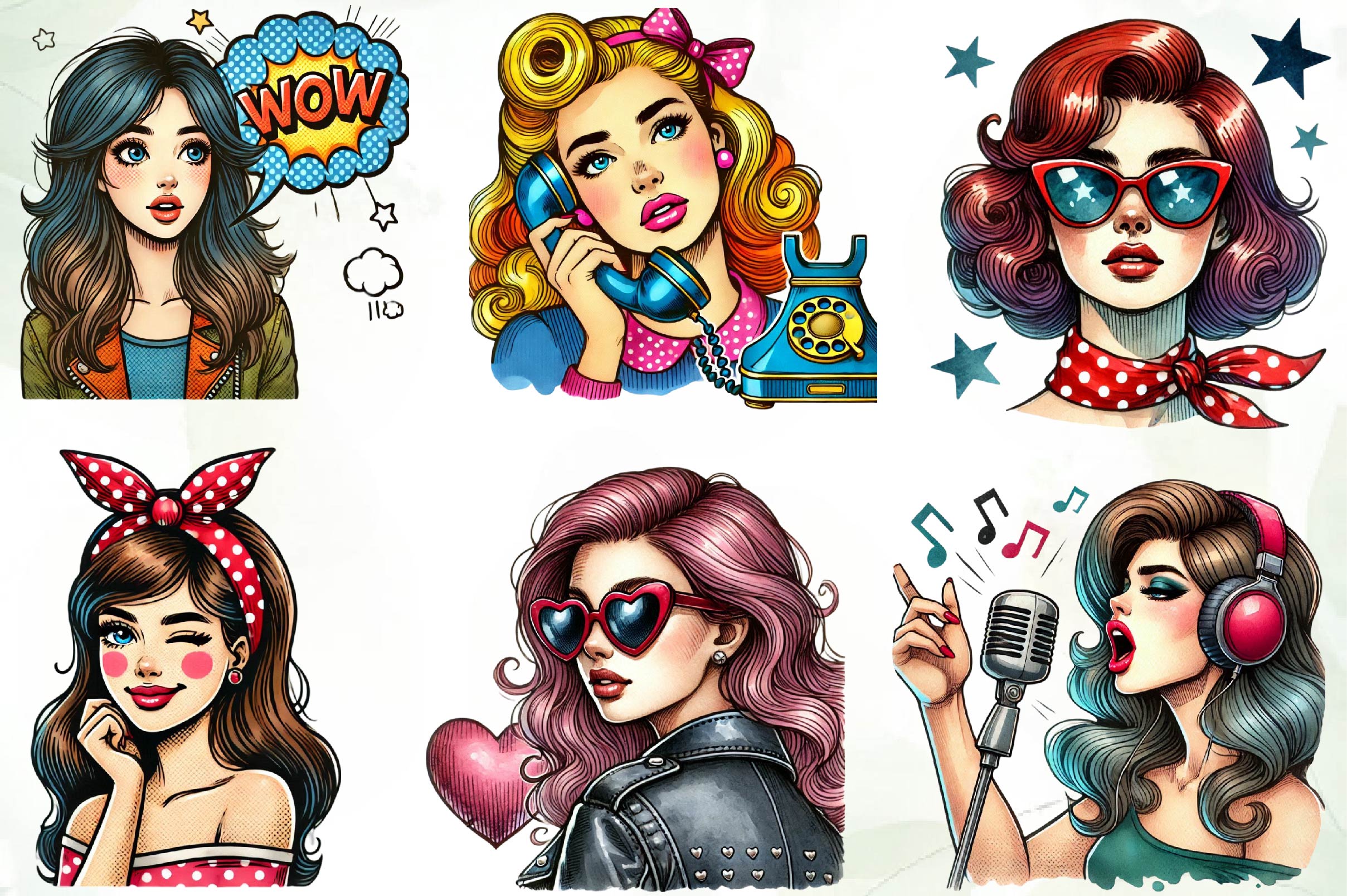 Pop Art Girl Clipart Bundle - CraftNest - Digital Crafting and Art