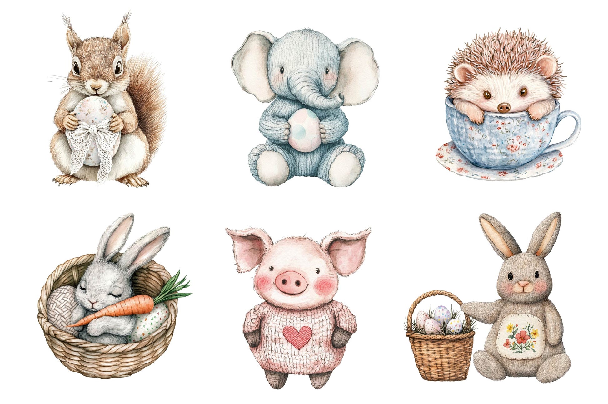 Vintage Knitted Plush Easter Baby Animals Clipart Bundle - CraftNest - Digital Crafting and Art