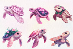 Pink Sea Turtle Clipart Bundle - CraftNest - Digital Crafting and Art