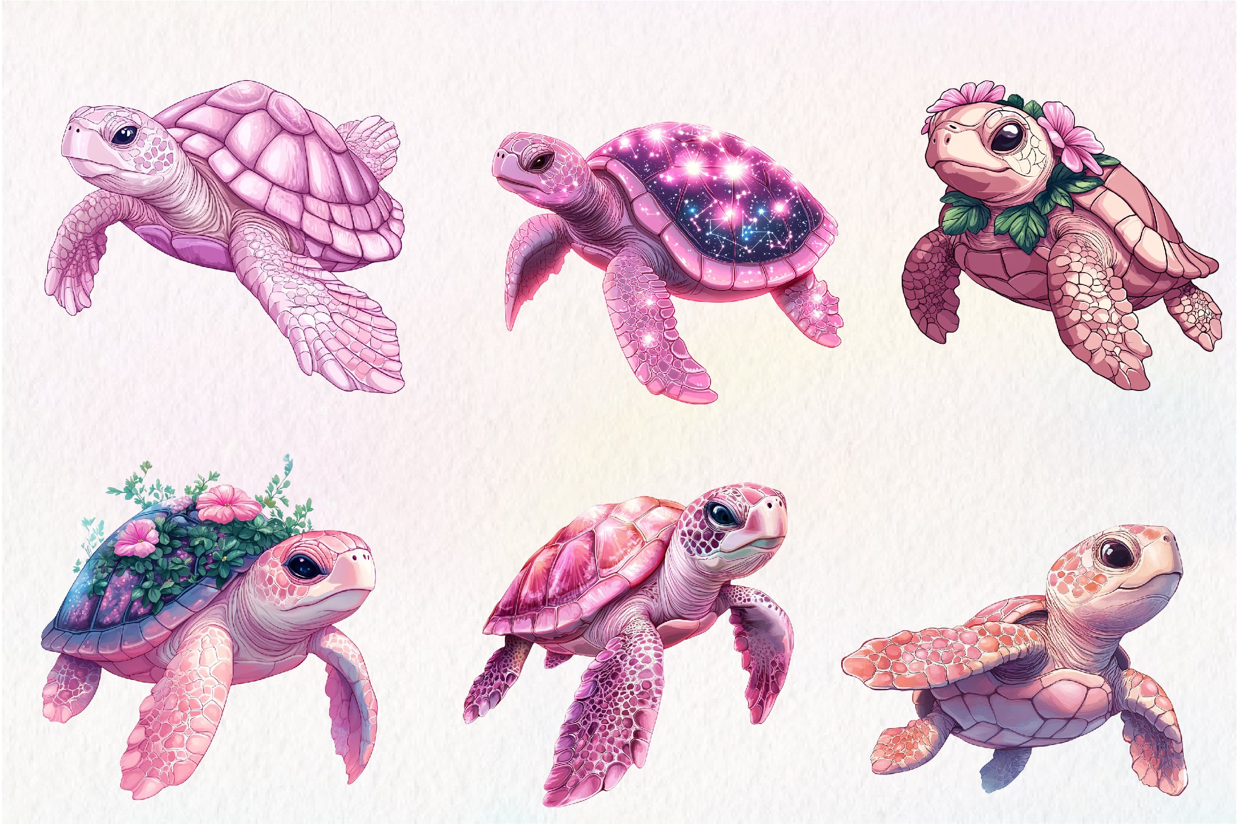 Pink Sea Turtle Clipart Bundle - CraftNest - Digital Crafting and Art