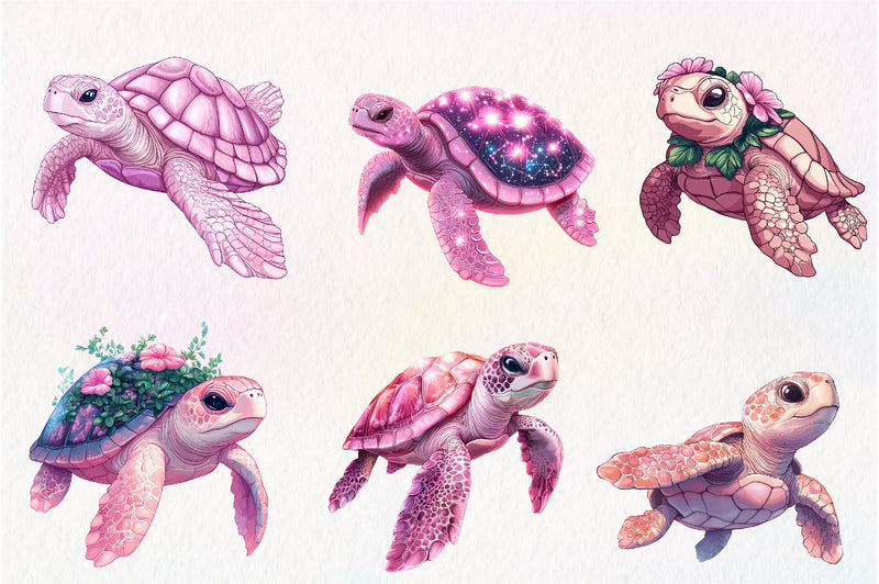 Pink Sea Turtle Clipart Bundle - CraftNest - Digital Crafting and Art