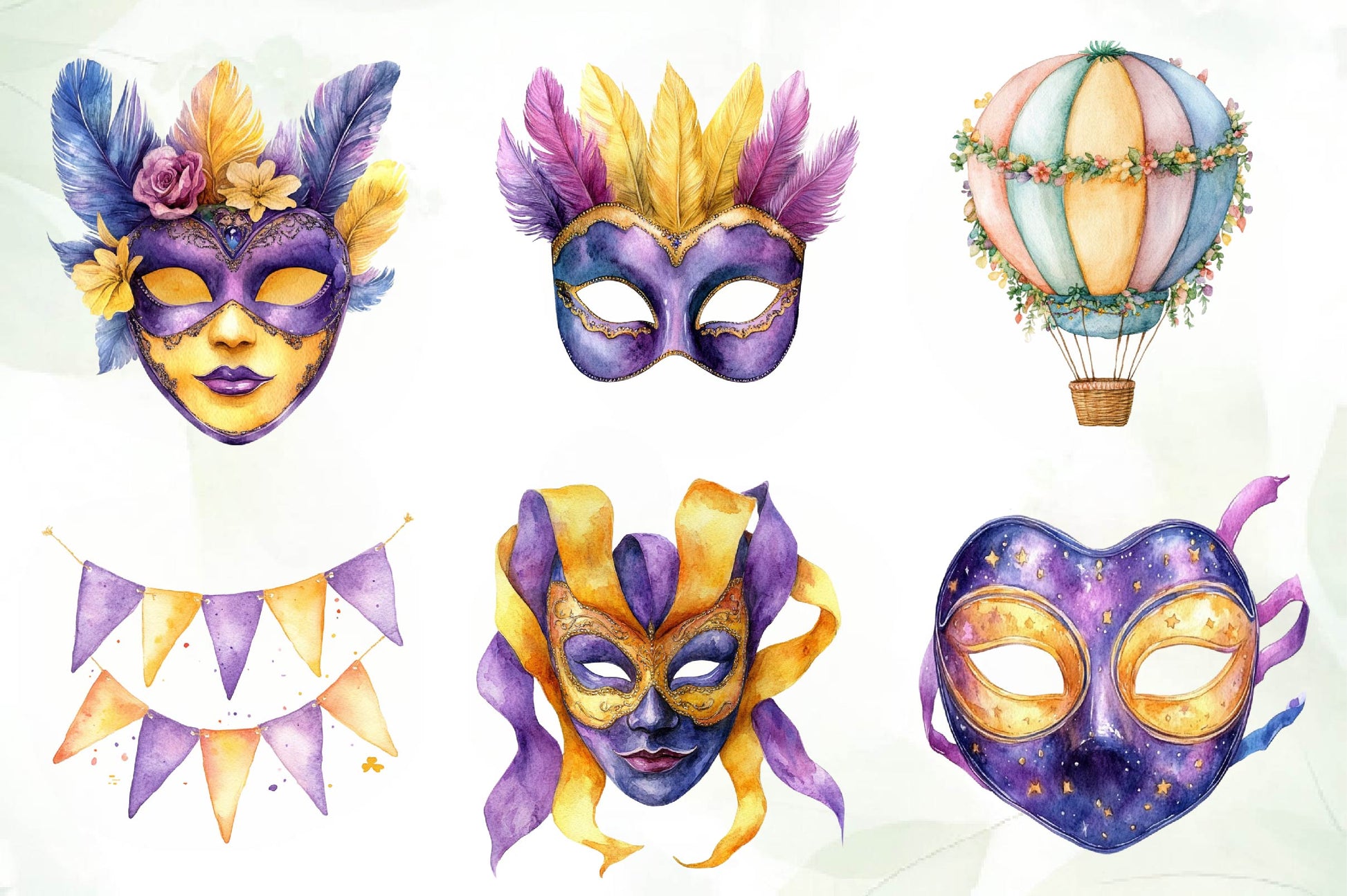 Pastel Mardi Gras Clipart Bundle - CraftNest - Digital Crafting and Art