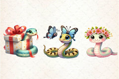 Cute Baby Snake Nursery Art Clipart Bundle - CraftNest - Digital Crafting and Art