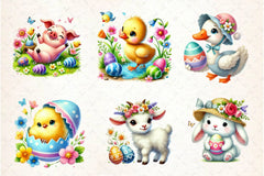 Easter Farm Animals Clipart Bundle 1 - CraftNest - Digital Crafting and Art
