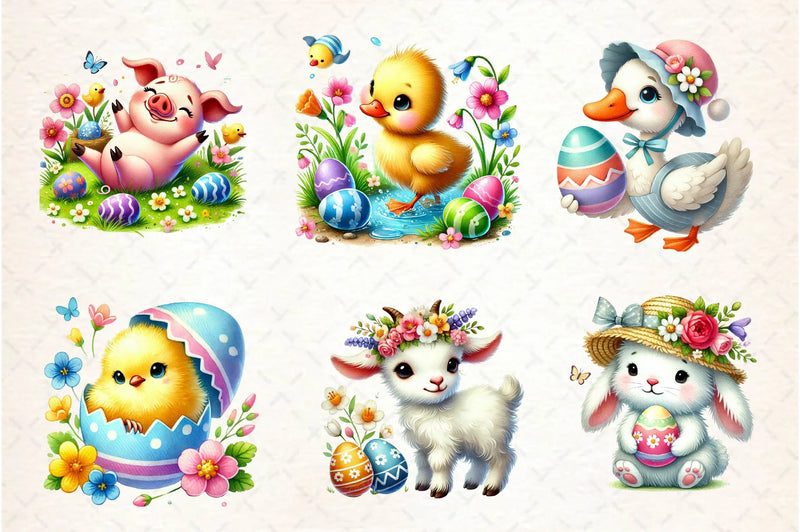 Easter Farm Animals Clipart Bundle 1 - CraftNest - Digital Crafting and Art