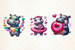 Cute Valentine Hippo Clipart Bundle - CraftNest - Digital Crafting and Art