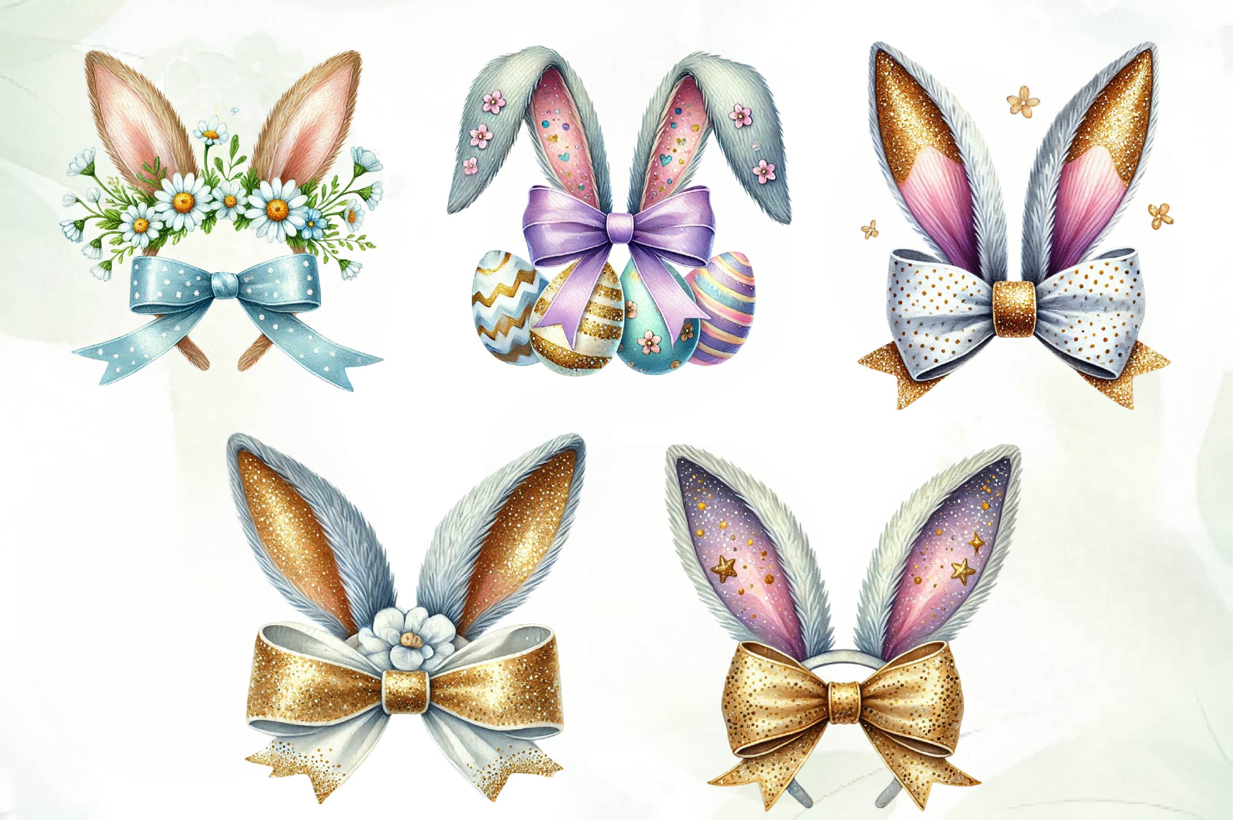 Easter Bunny Ear Coquette Bow Clipart Bundle - CraftNest - Digital Crafting and Art