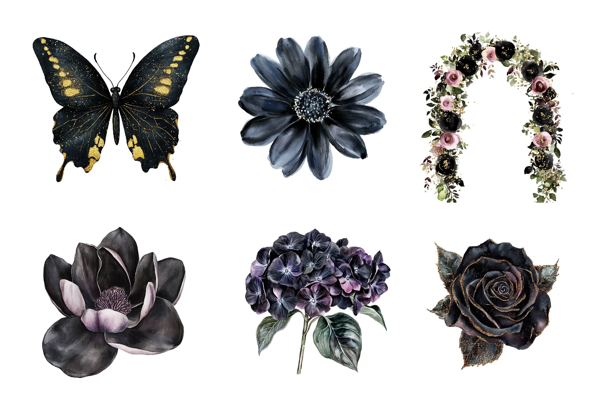 Glitter Luxury Black Spring Clipart Bundle - CraftNest - Digital Crafting and Art